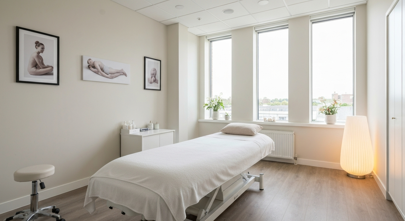 Clean and modern osteopathic treatment room with natural light, ready for patient care in Barrie.