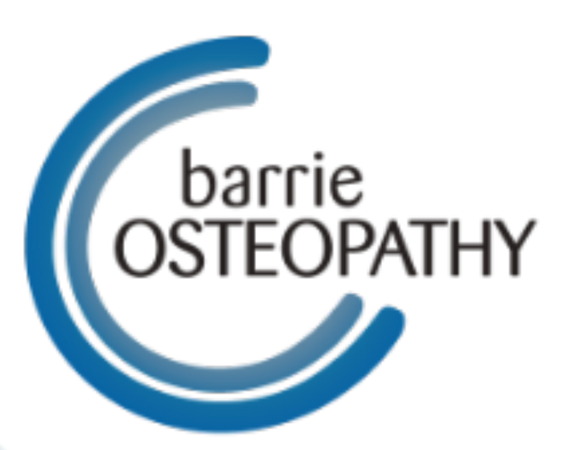 Barrie Osteopathy clinic logo, a blue and white circular design with text.