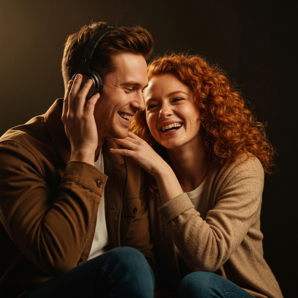 Casal ouvindo música