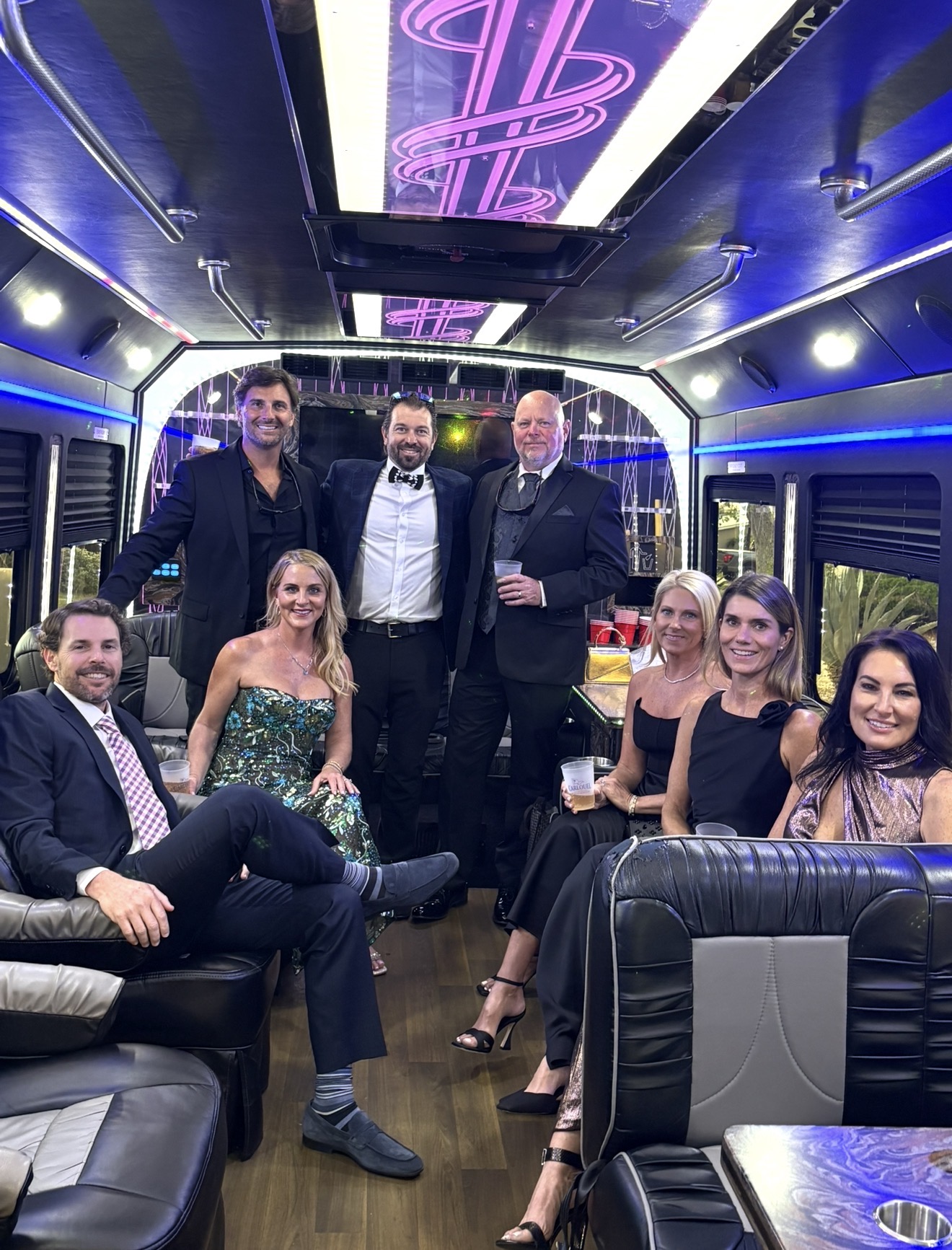 Nashville luxury group ride interior with LED lighting