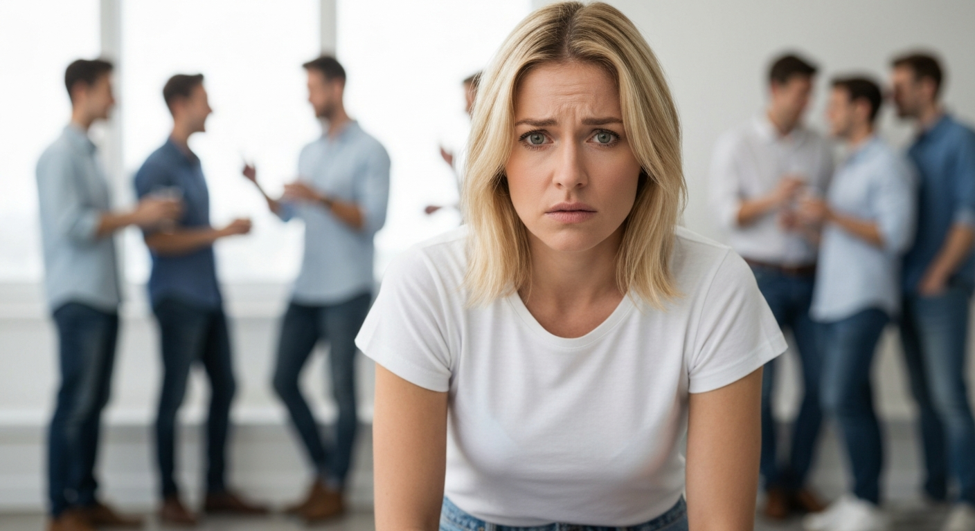 Person looking concerned about rumors and defamation