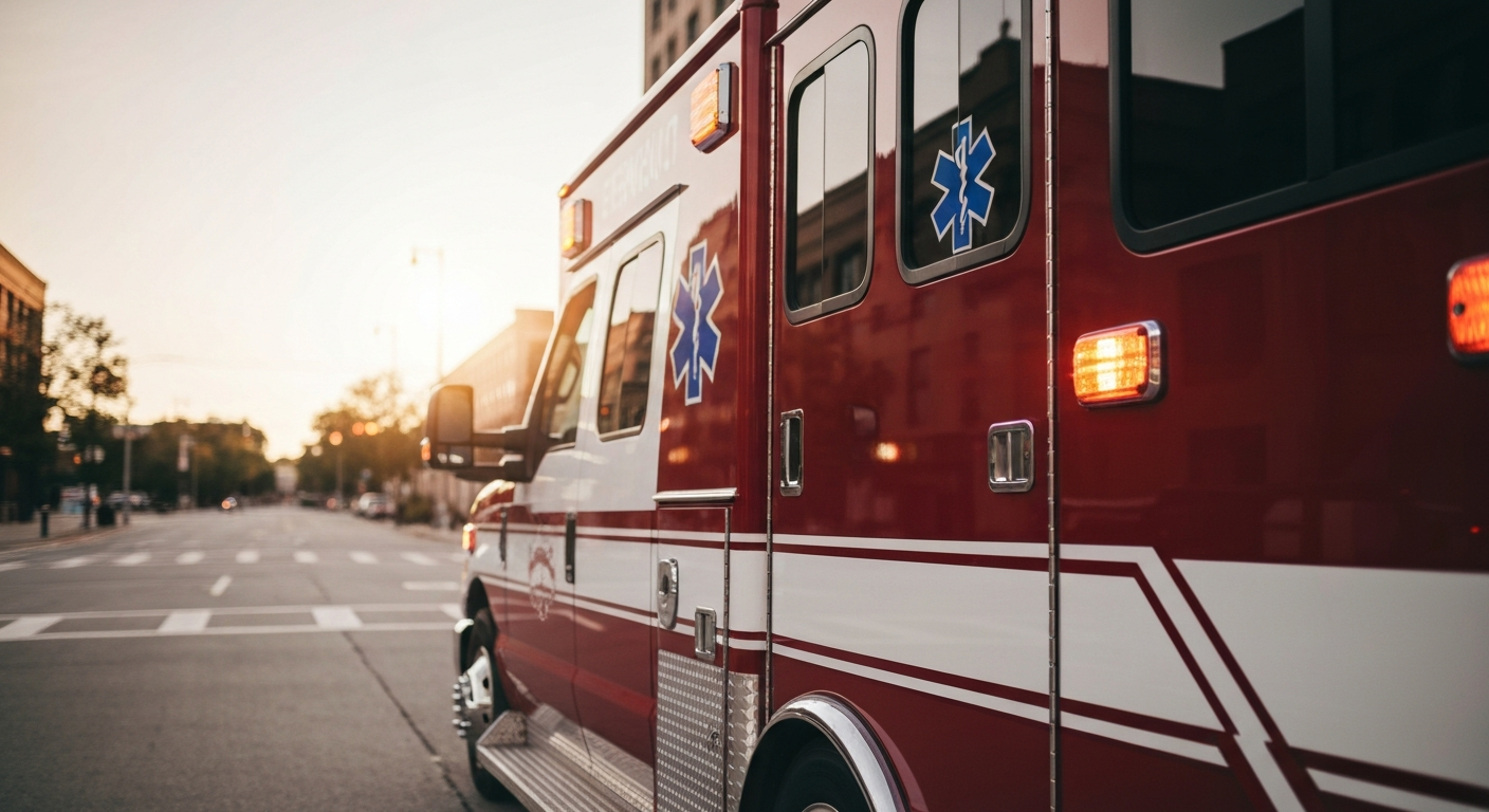 Emergency vehicle representing personal injury