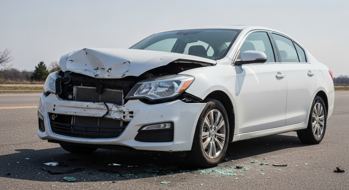Damaged car from vehicle accident