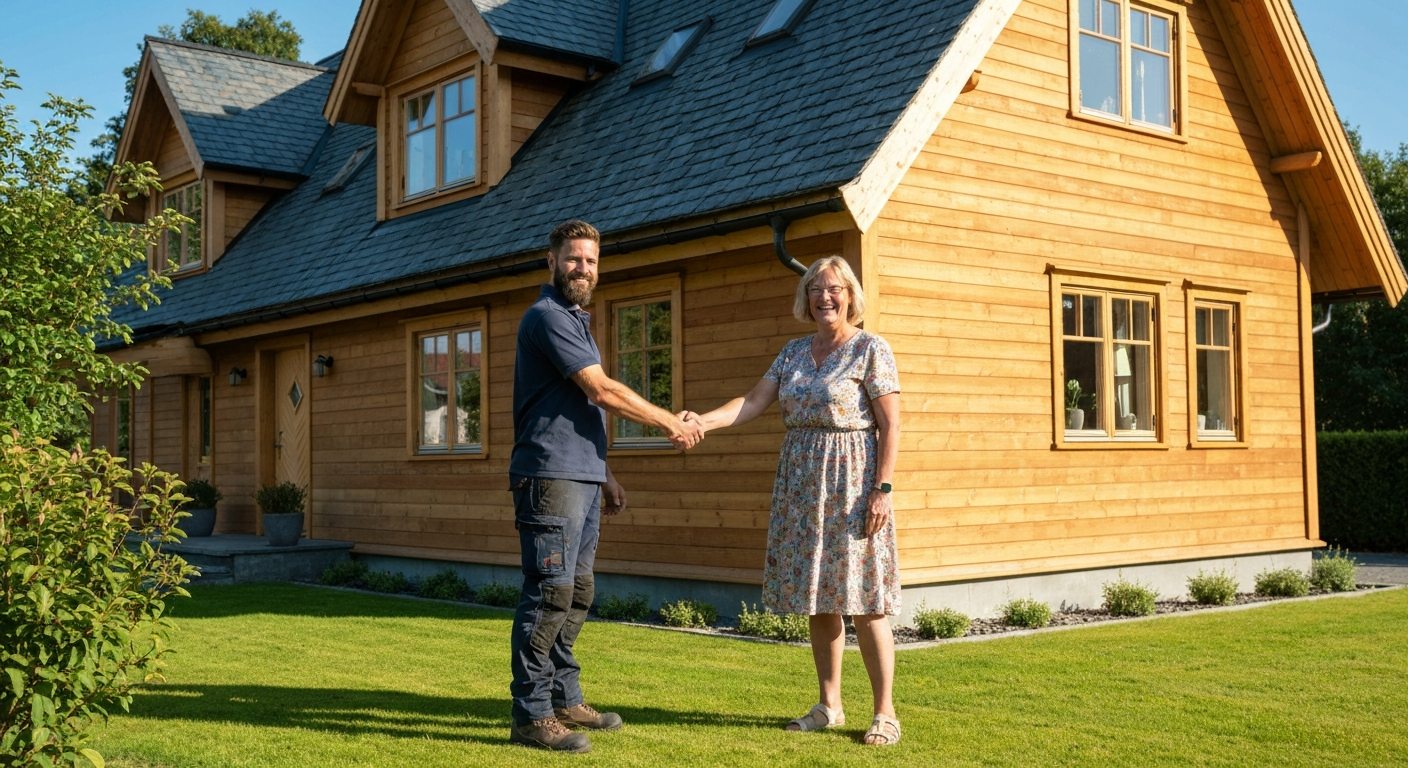 Fornøyd kunde og håndverker
