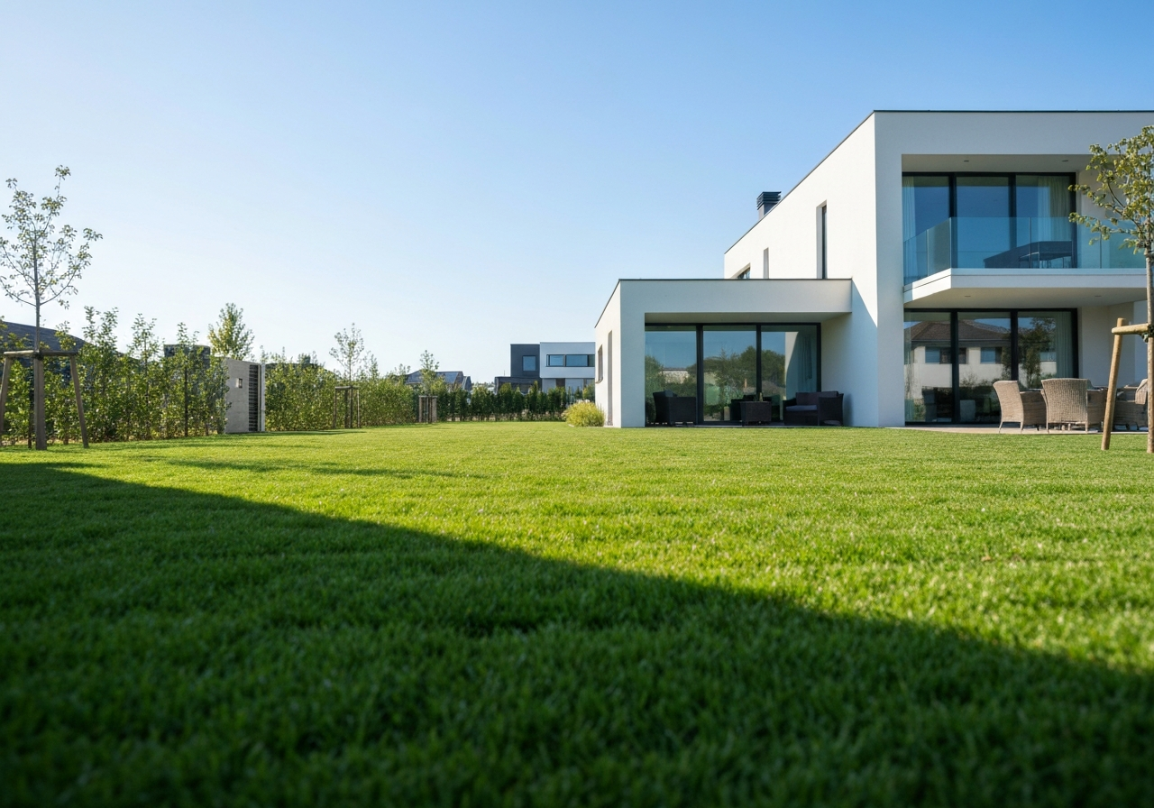 Freshly mowed lawn with crisp edges