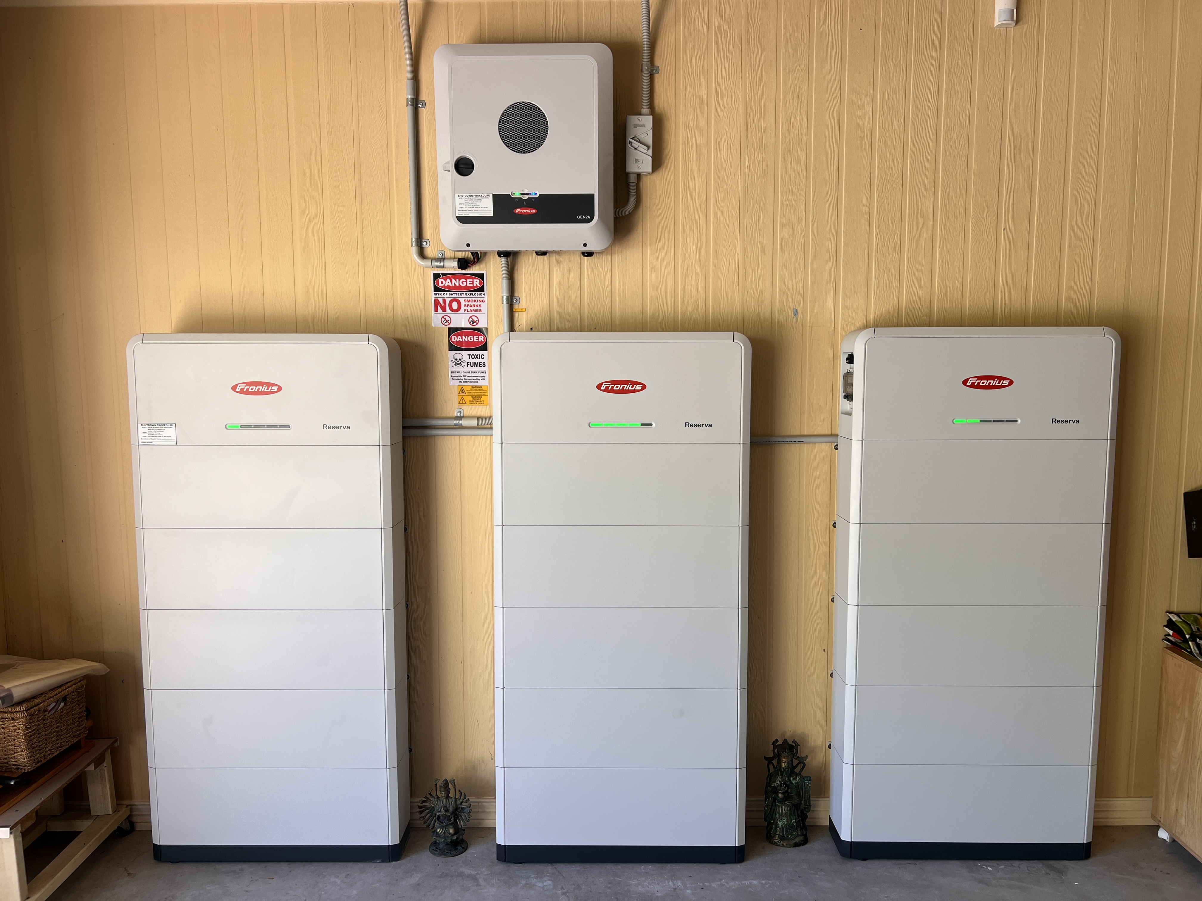 Fronius GEN24 inverter and triple Fronius Reserva battery system installed by Snap Solar on the Sunshine Coast