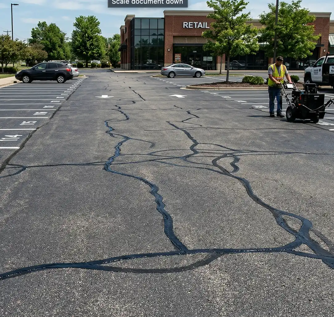 Commercial parking lot striping in St. Cloud retail center