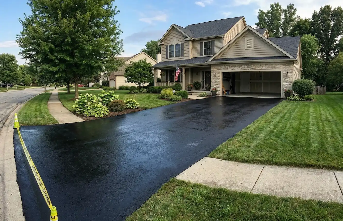 Residential driveway sealcoating and lot striping in Litchfield