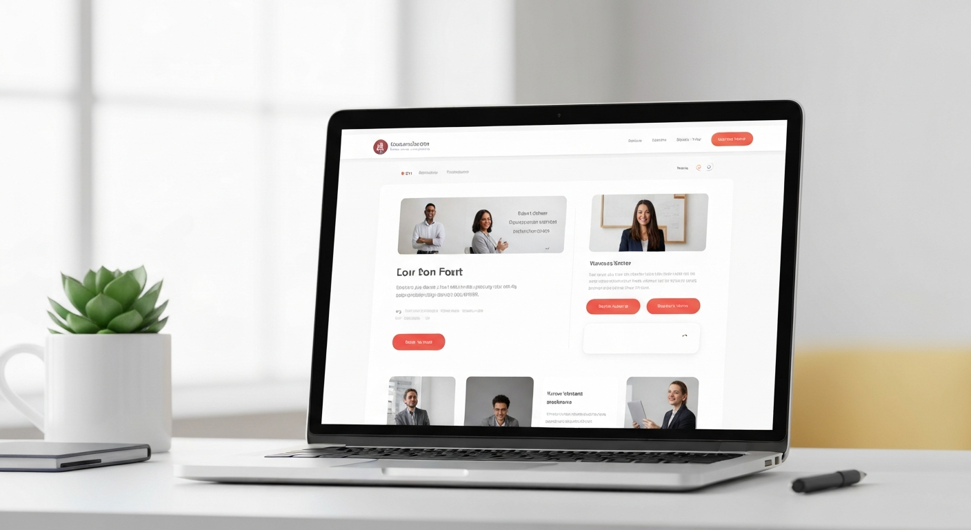 Modern tuition centre website on laptop