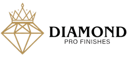 Diamond Pro Finishes logo featuring a stylized diamond with a crown, representing high-quality cabinet replacement services for kitchen and bathroom transformations.