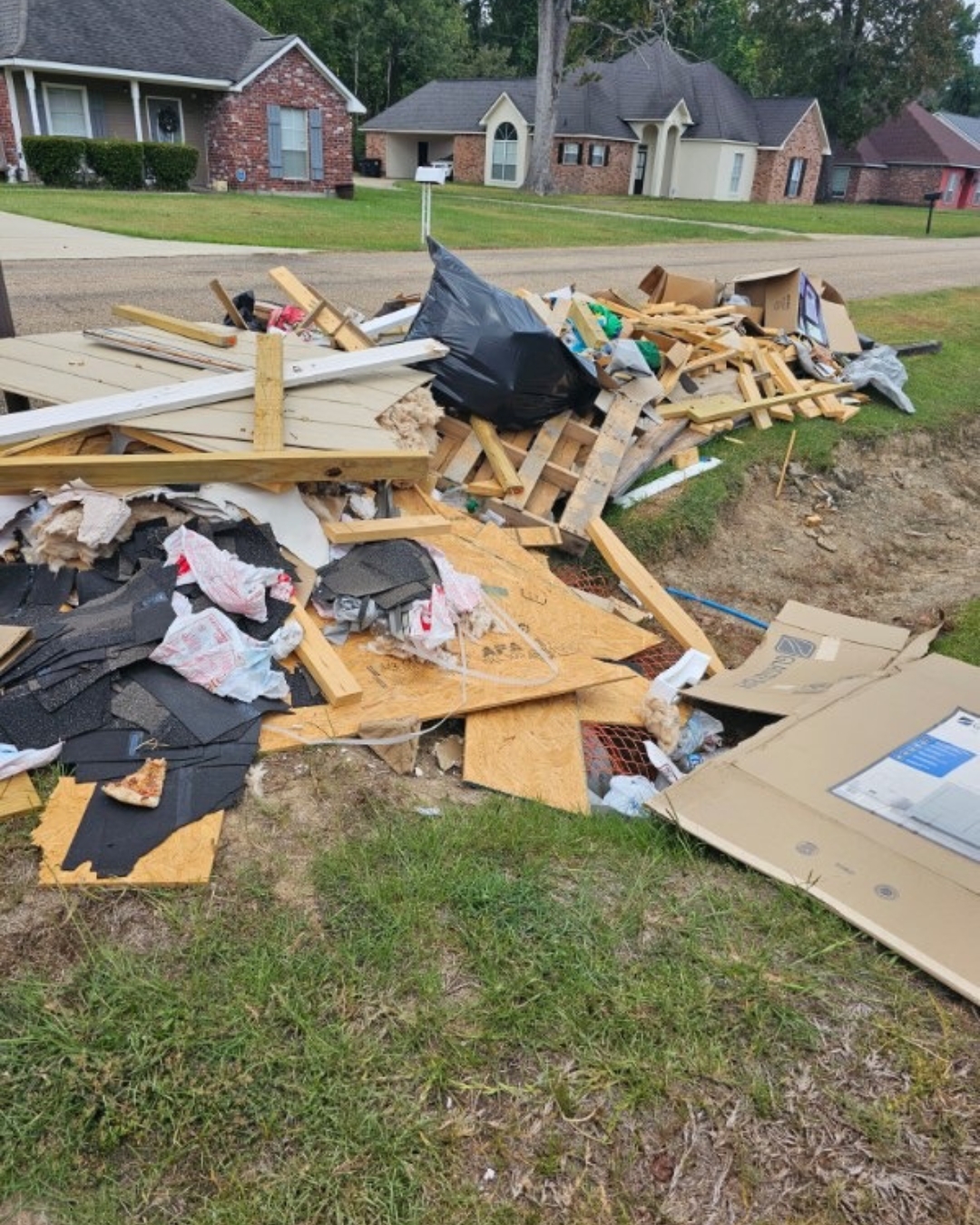Messy construction site before cleanup