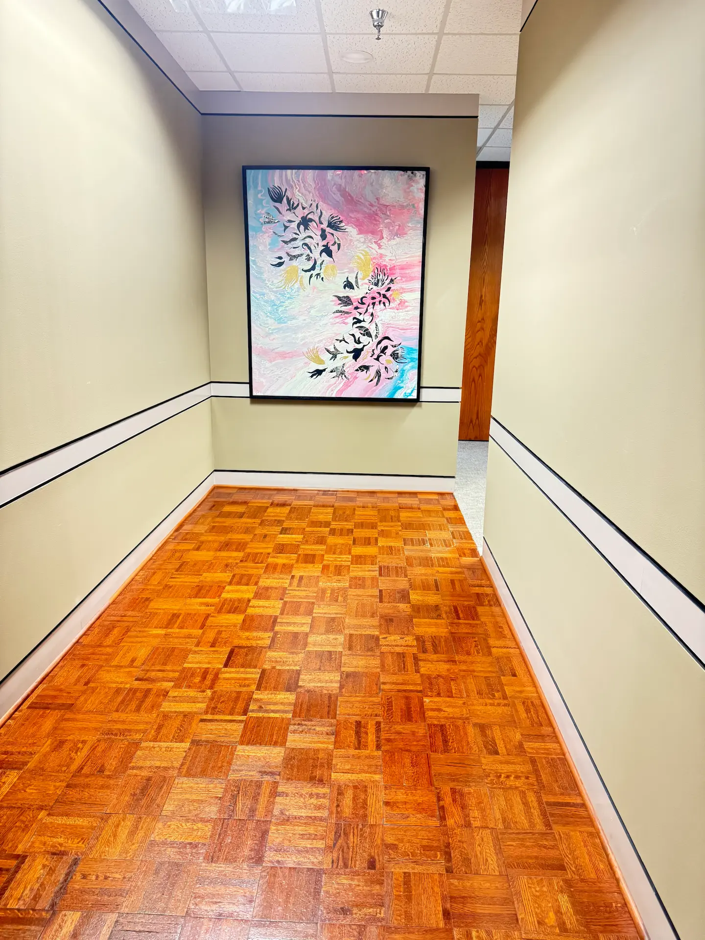 Clean office hallway