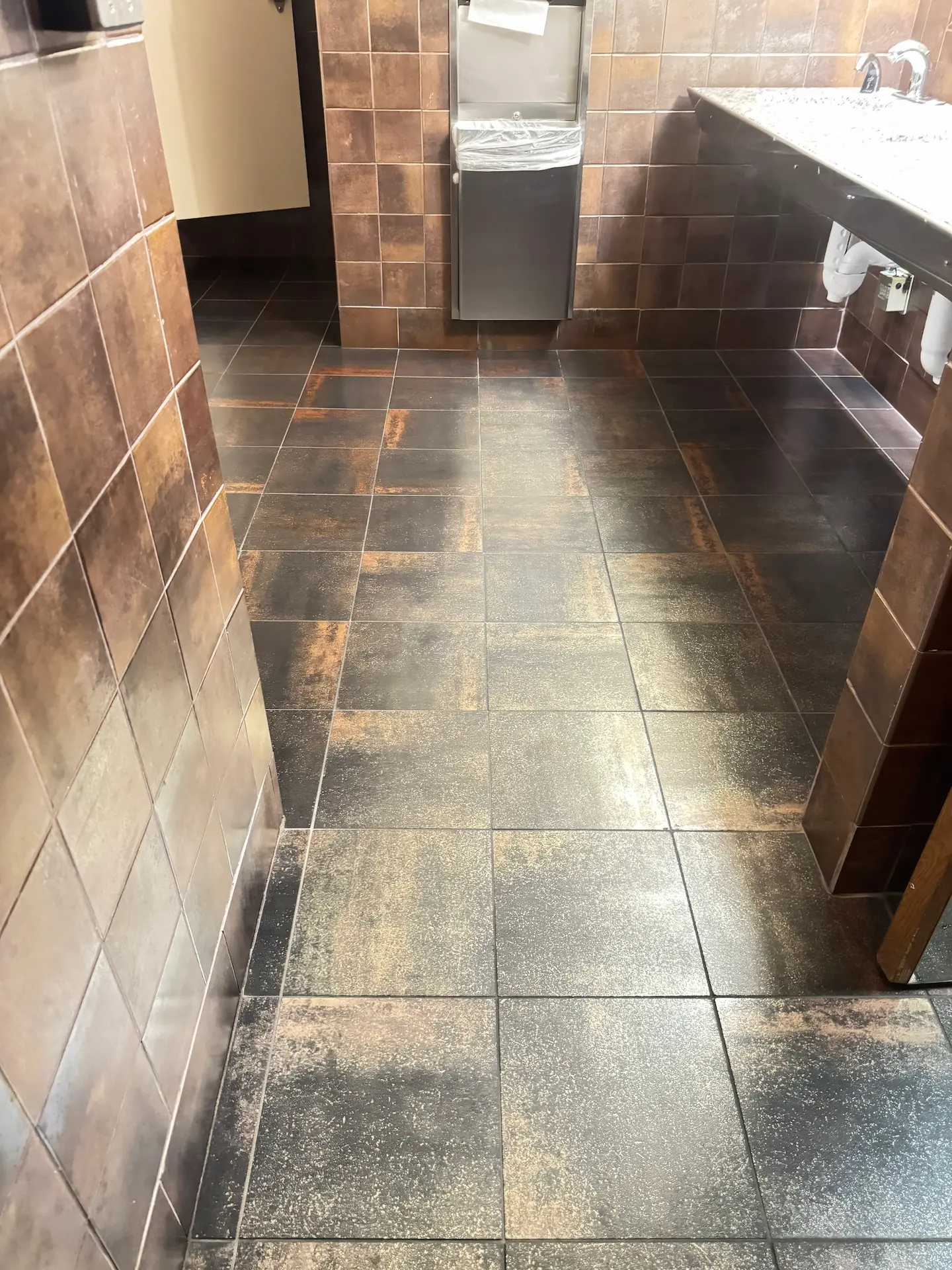 Sanitized restroom floors