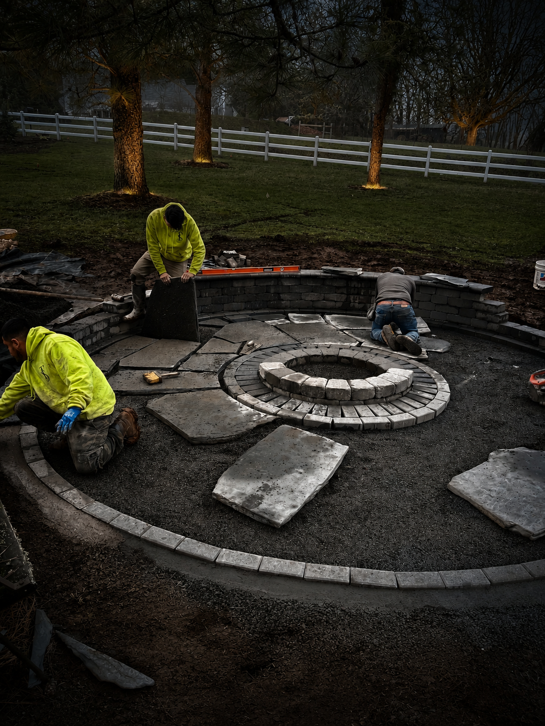 Terrascapes team working on a custom patio project