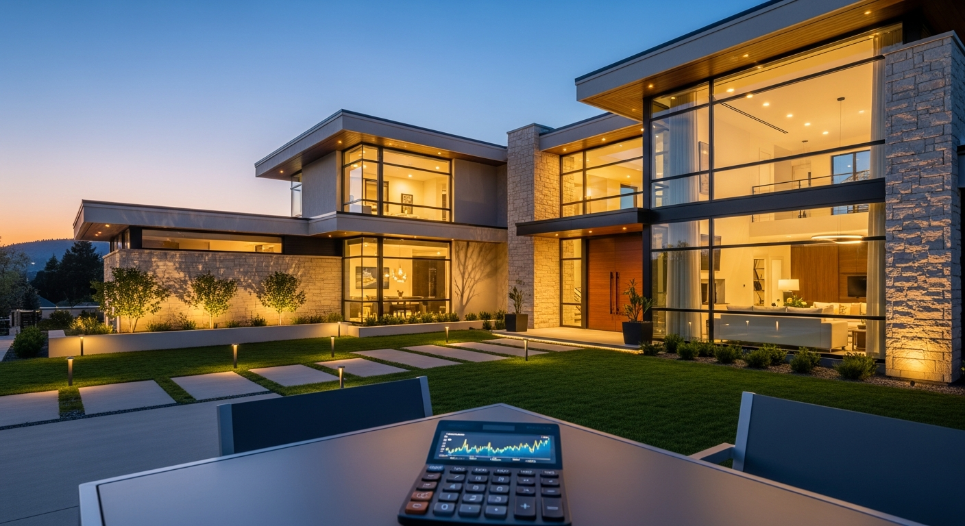Luxury home with financial planning concept