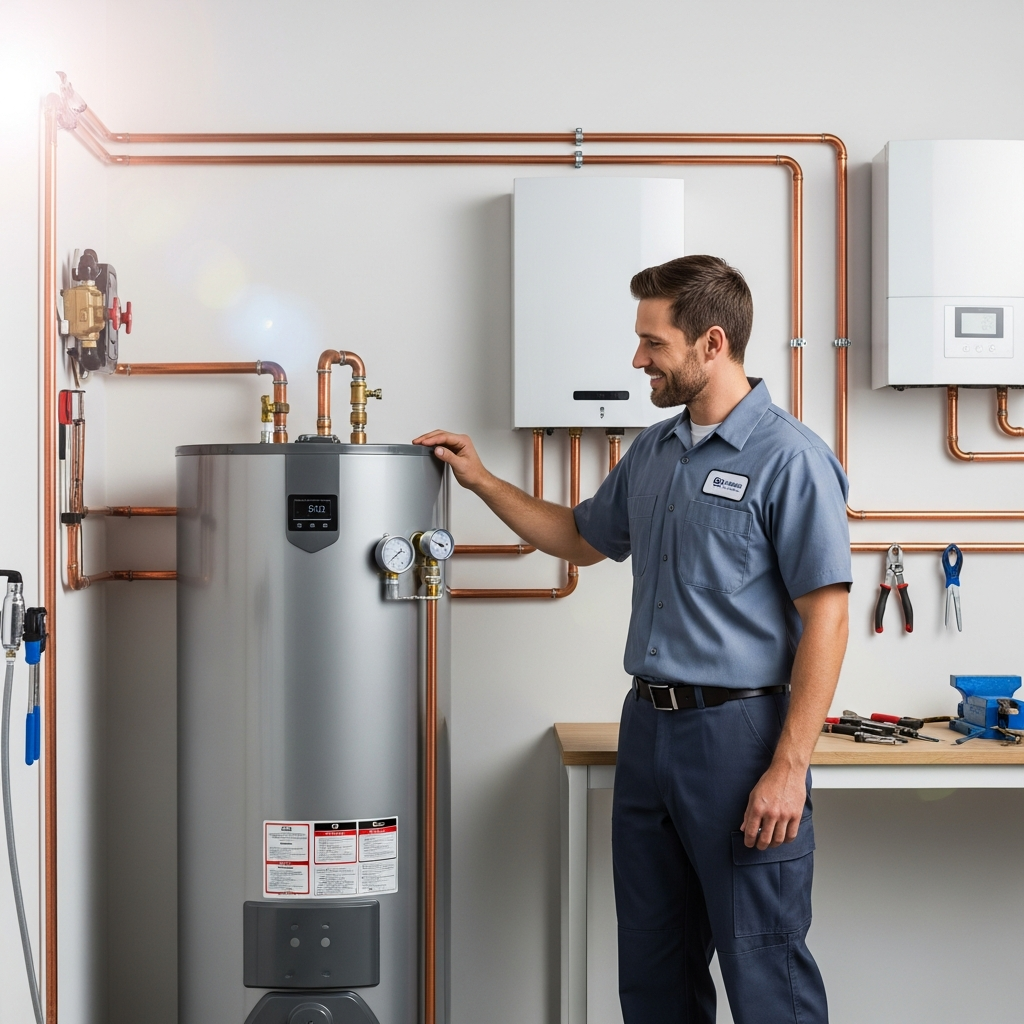 Professional plumbing and heating technician