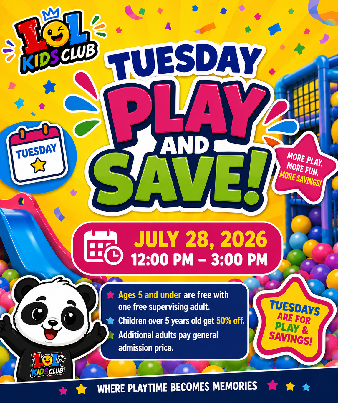 Tuesday Play and Save at LOL Kids Club