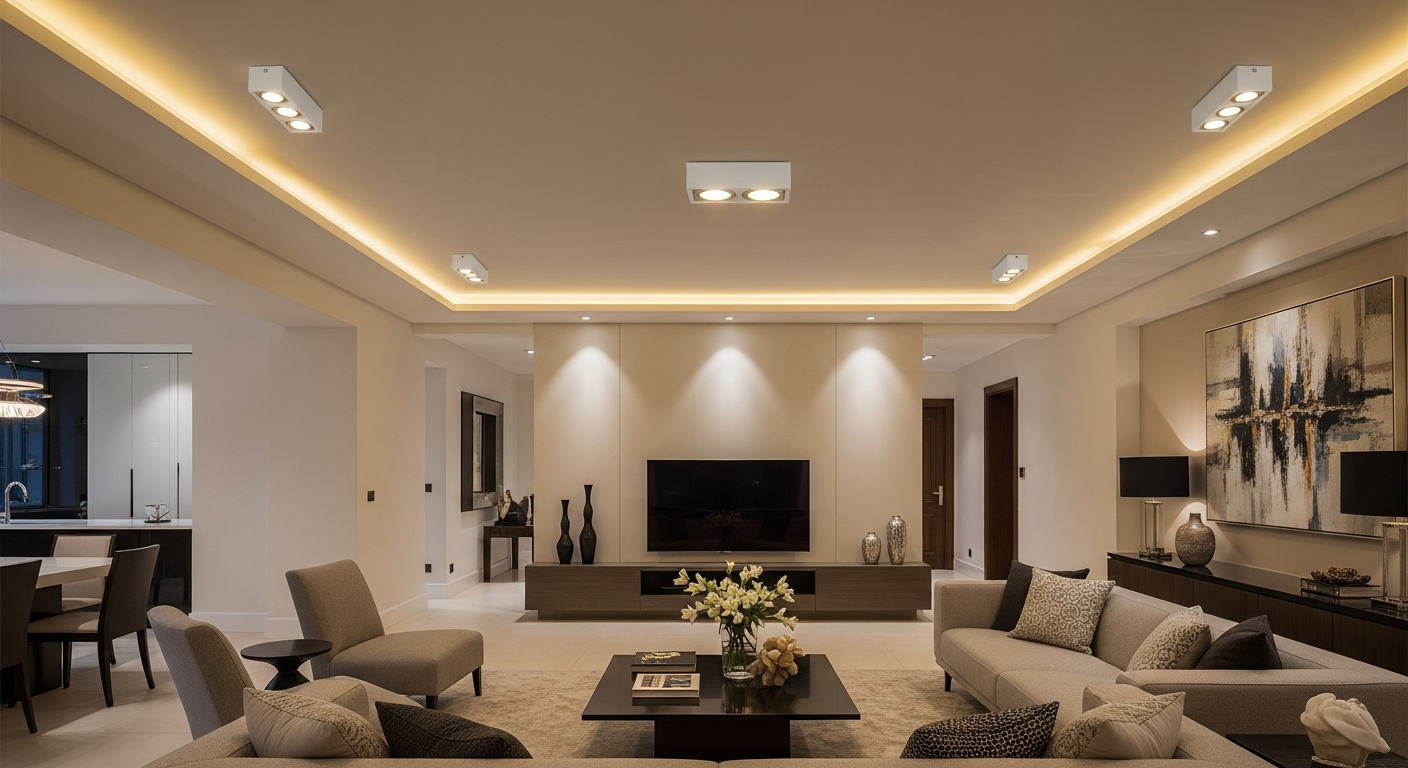 Premium residential lighting installation by Woodro Construction
