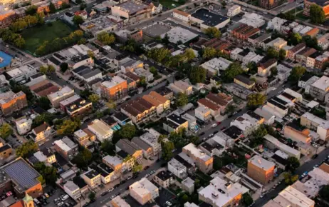 Aerial view of neighborhood