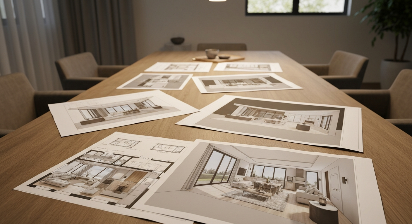 Pre-construction architectural planning and 3D rendering for a luxury estate in Palm Beach, Florida by Signature Luxury Builders.