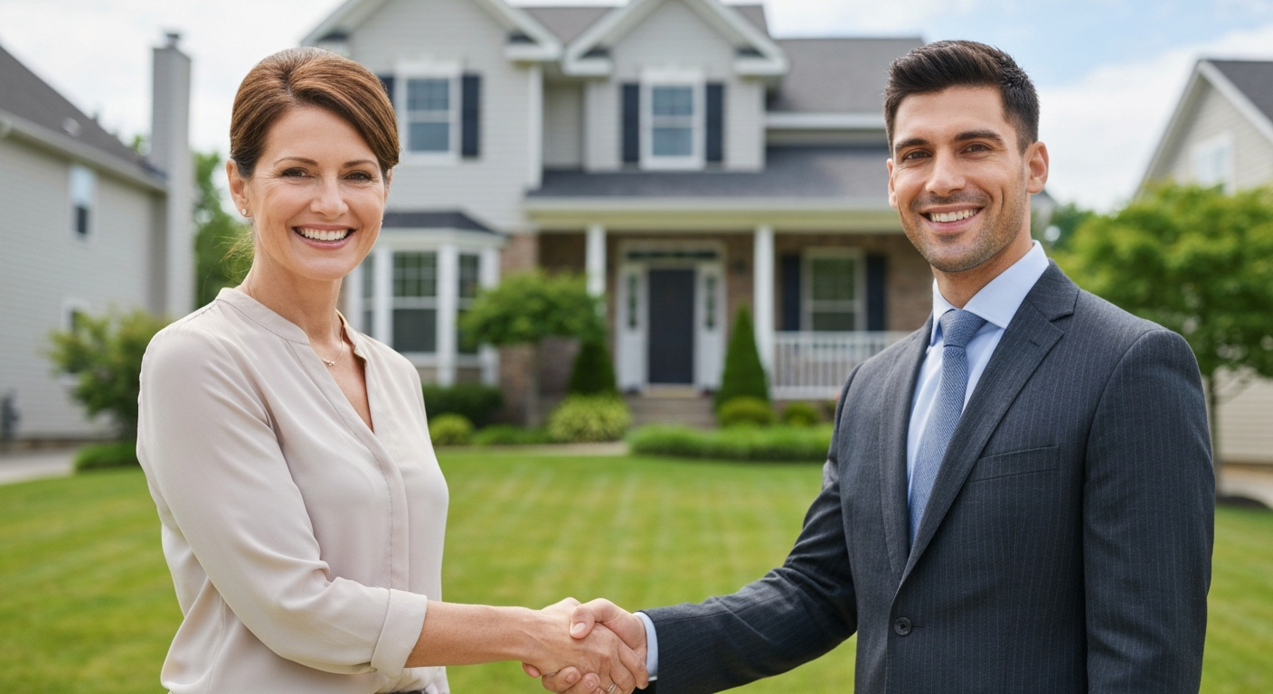Happy homeowner selling house for cash