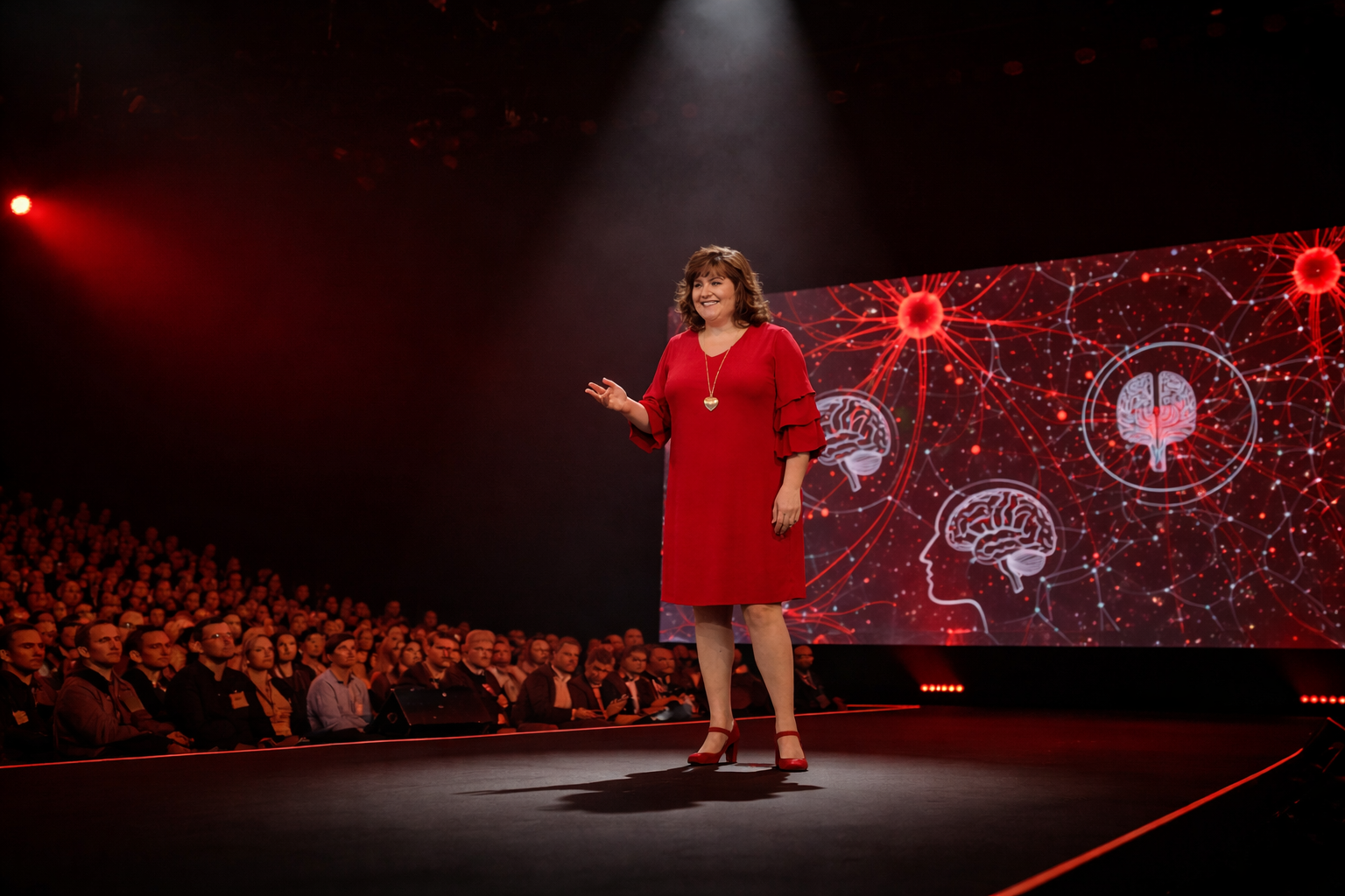 Dr. Andrea Adams-Miller speaking on stage