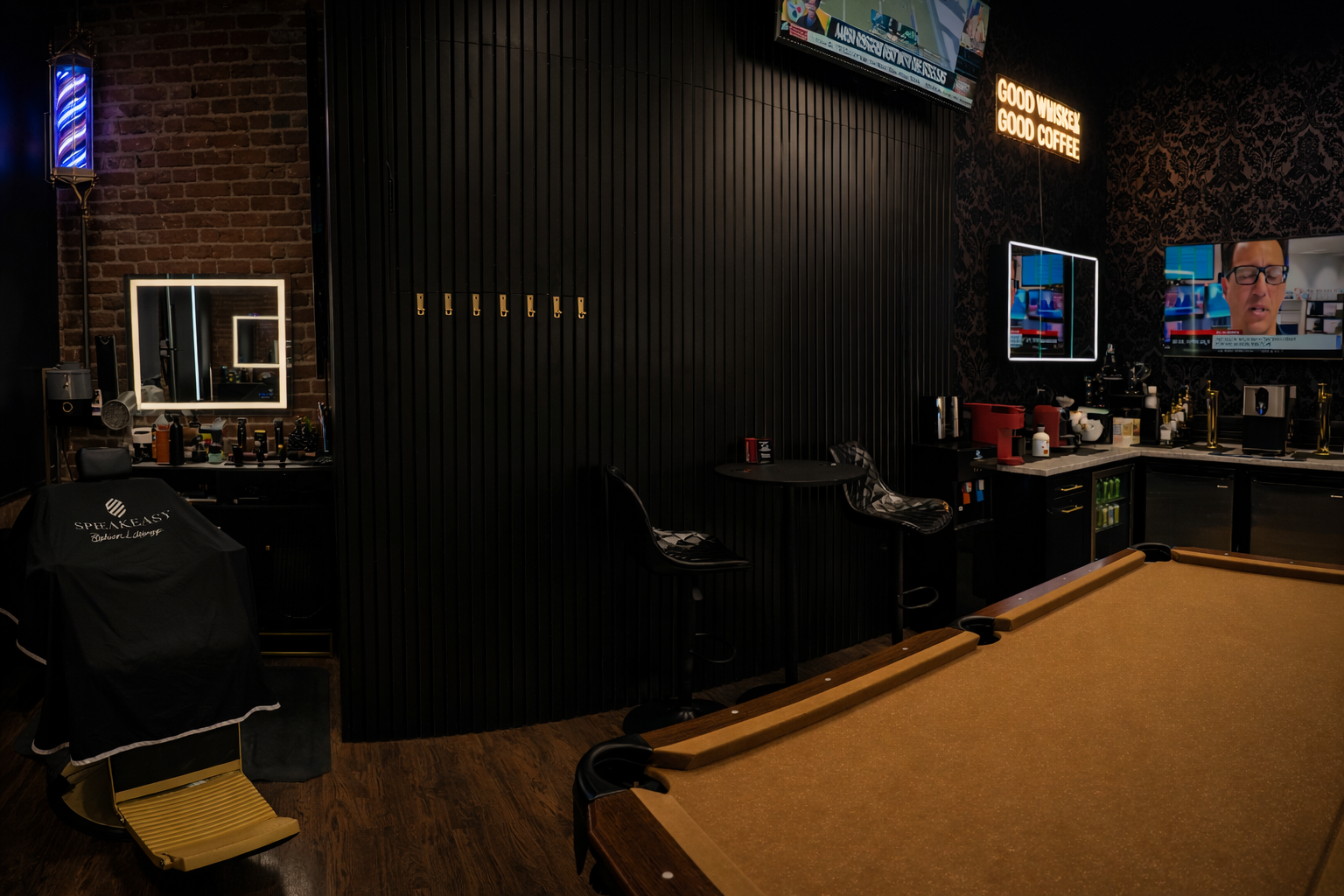 Lounge view with pool table