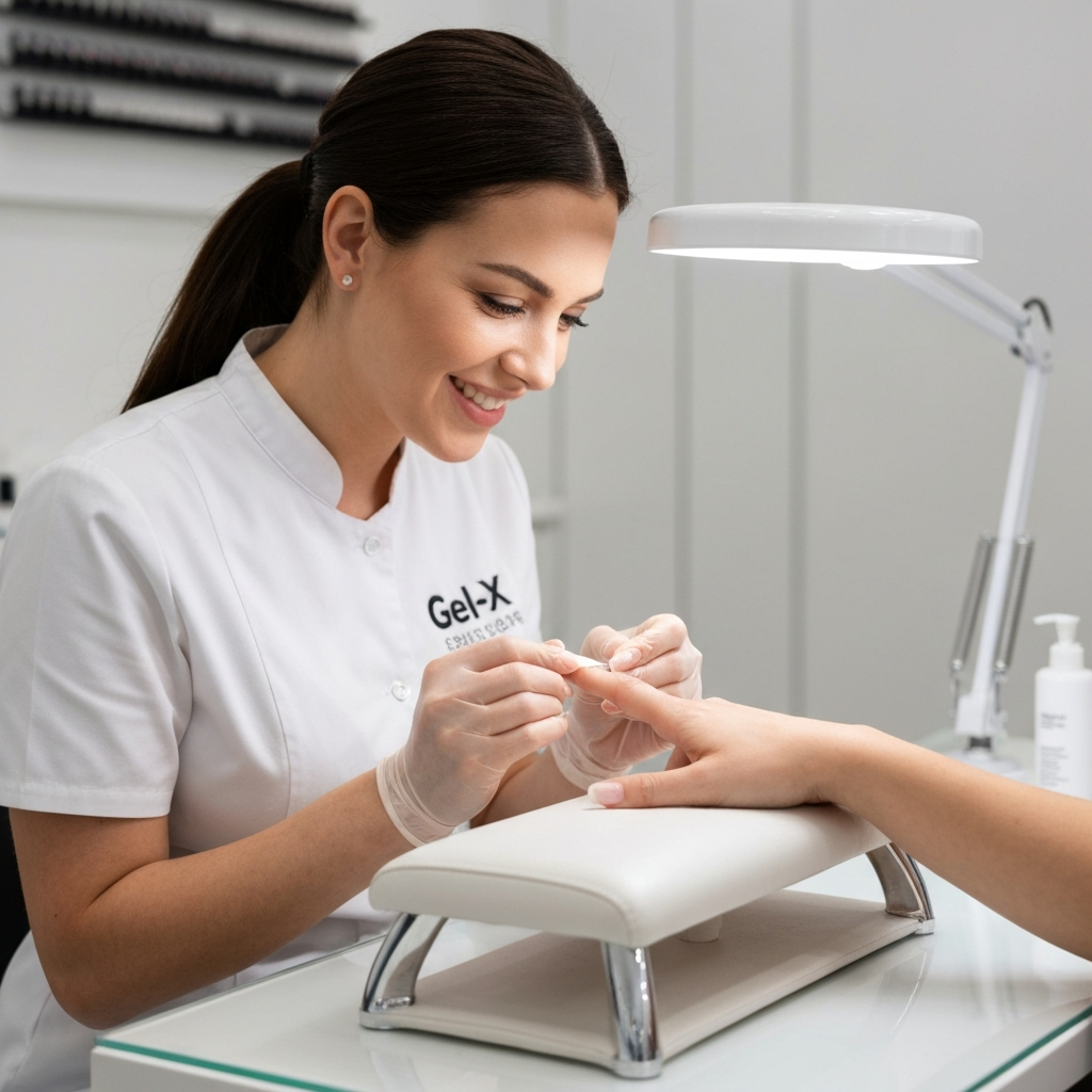 Gel-X nail extension application at Gossip Nails Germantown MD