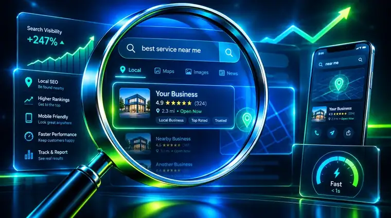 Local search visibility and business growth visual