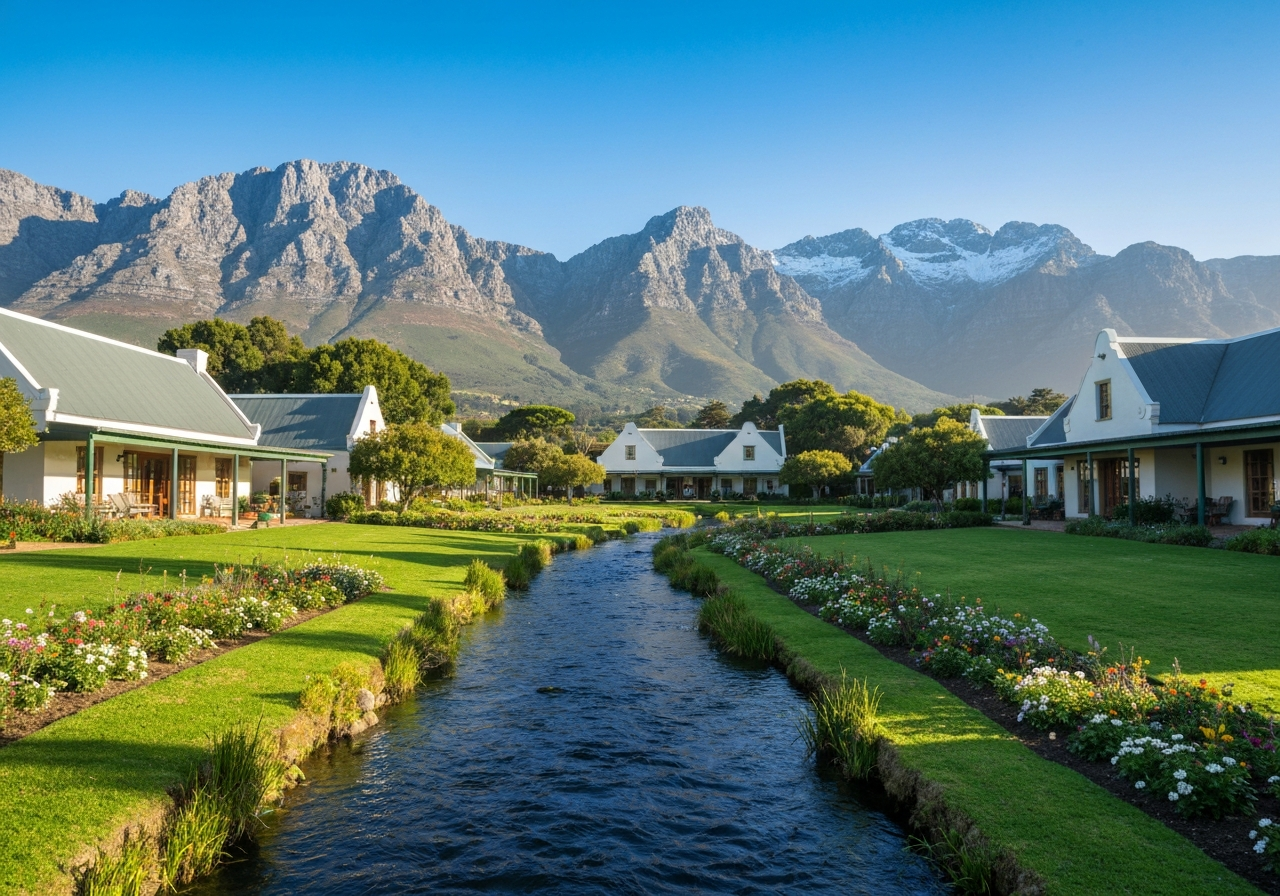 Gentle stream and water features running through the estate gardens