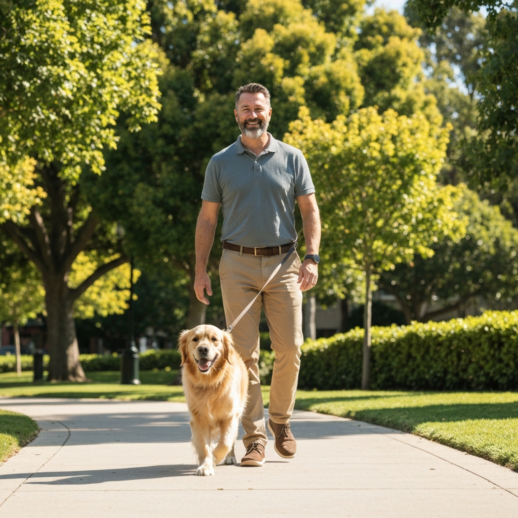Professional dog trainer with a dog
