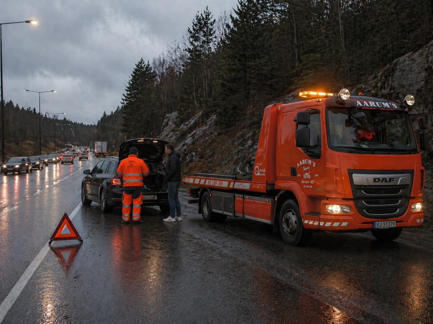 Aarums Towing Service transporterer tungt maskineri