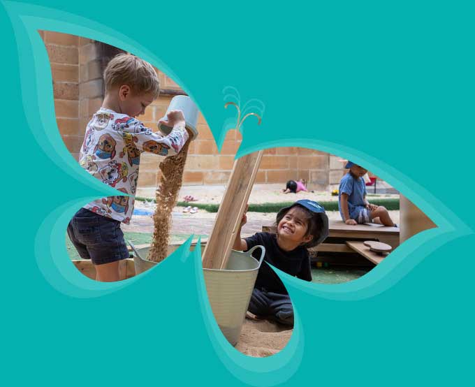 Educator and child playing