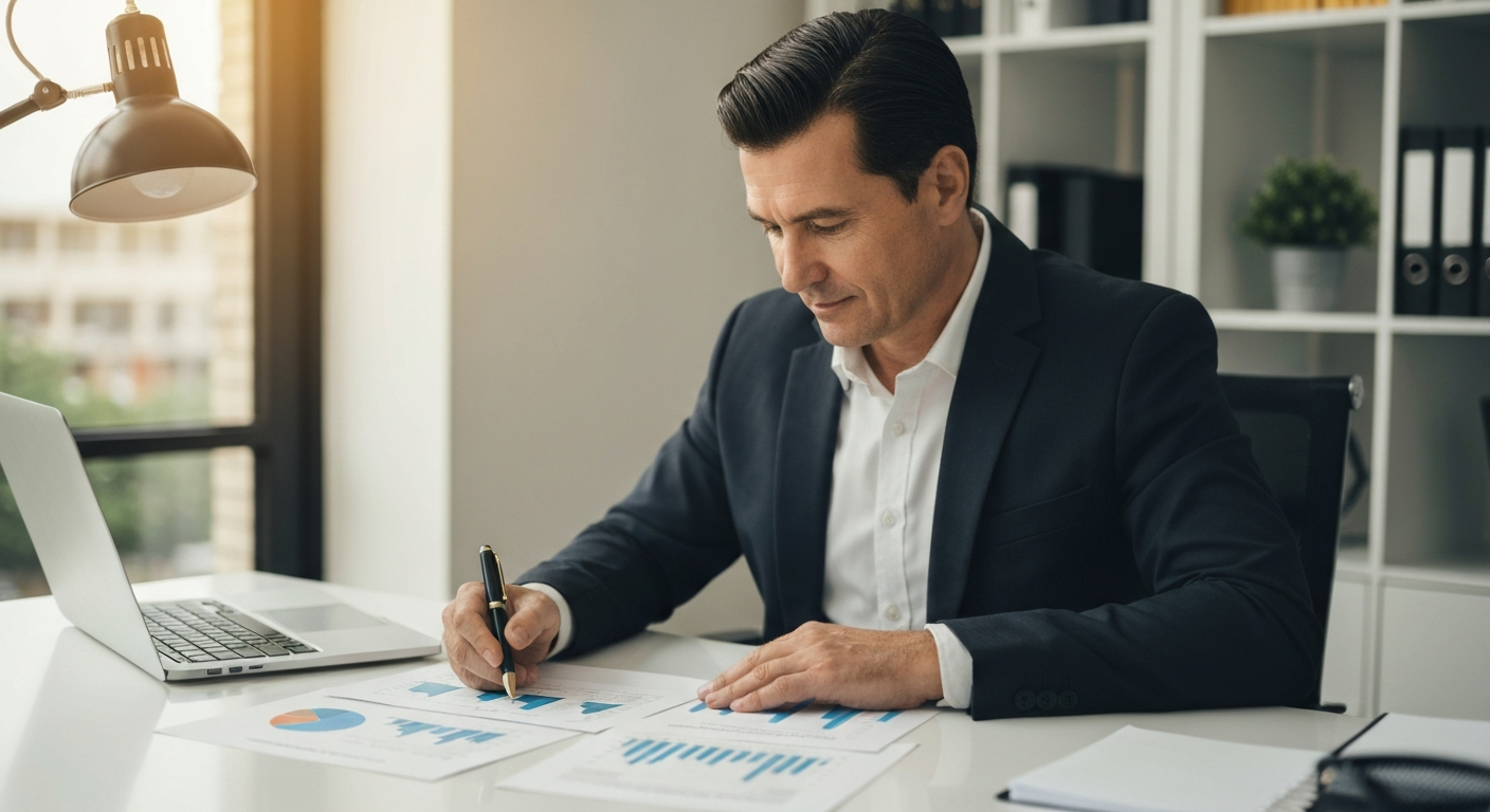 Business owner reviewing financial strategy