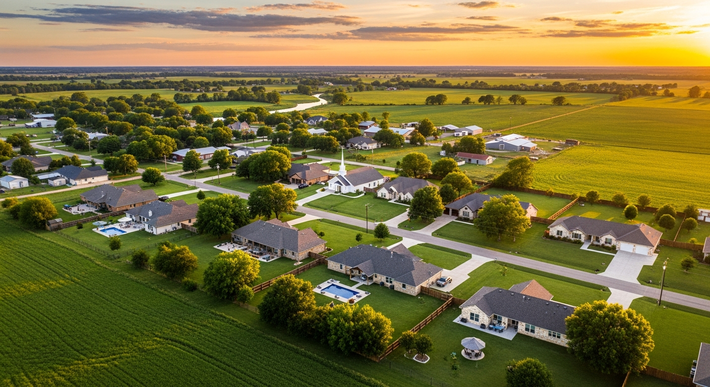 Aerial view of Calumet, Oklahoma