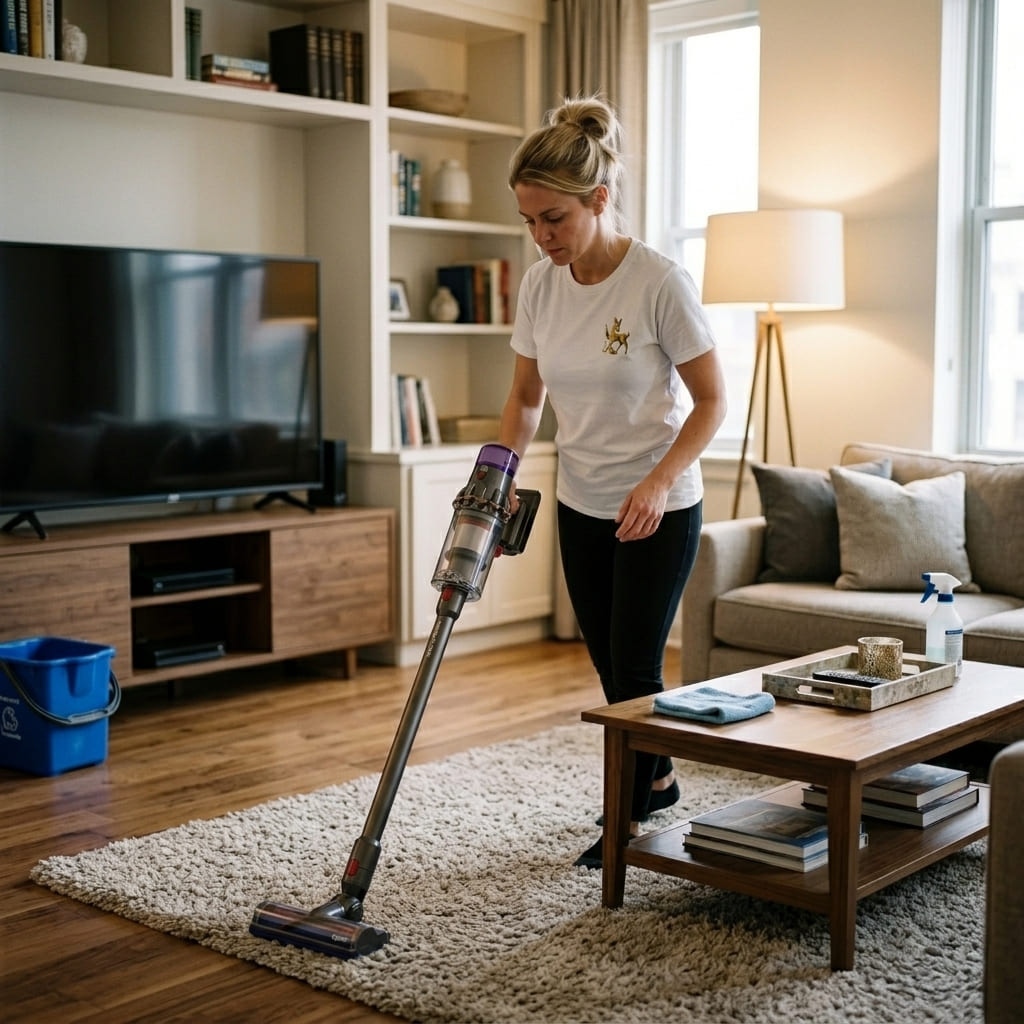 Ukázka pravidelného úklidu - vysávání - úklidová firma Uherské Hradiště