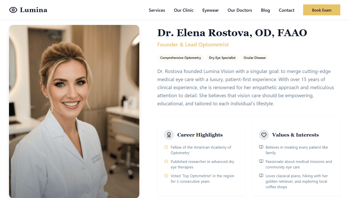 Lumina Eye Care Section