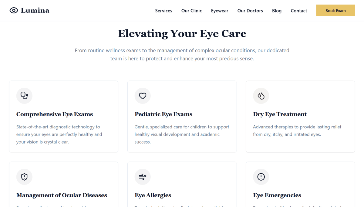 Lumina Eye Care Section