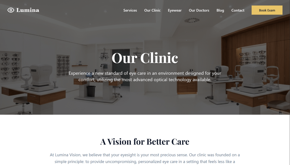 Lumina Eye Care Section