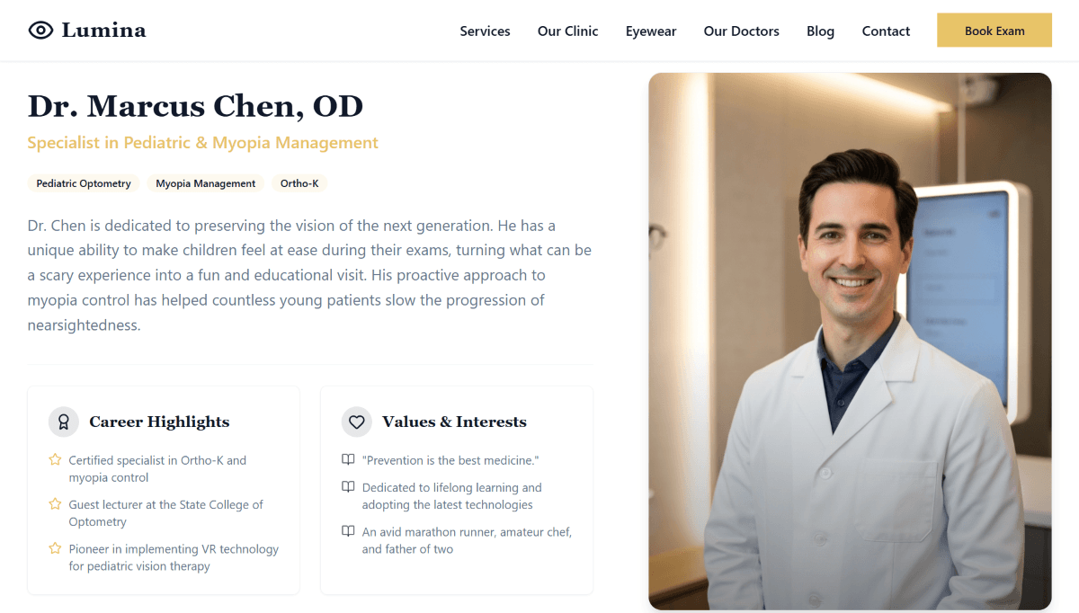 Lumina Eye Care Section