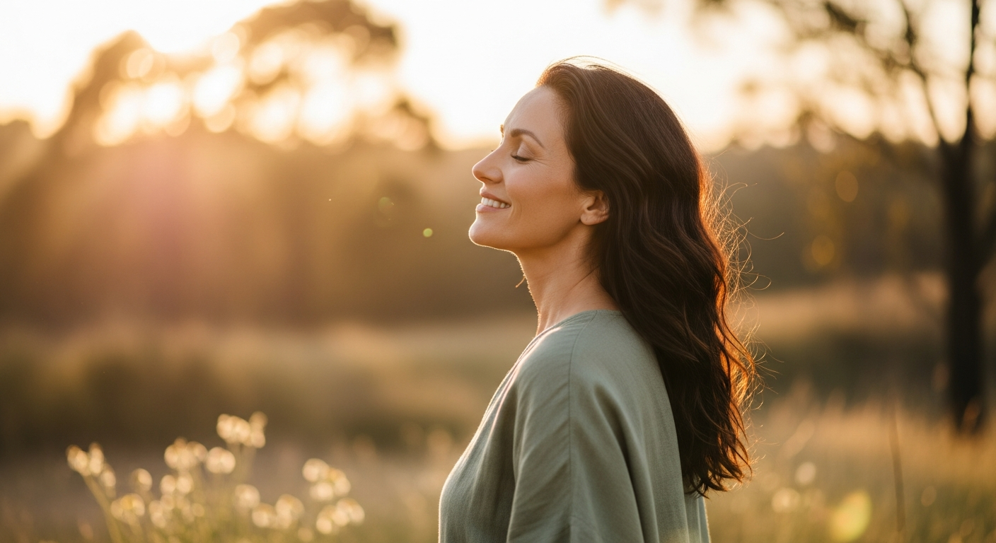 Radiant woman enjoying nature