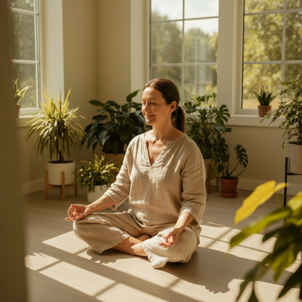 Woman meditating peacefully