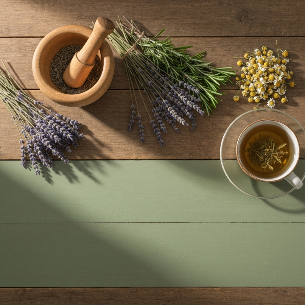 Natural dried herbs and herbal tea
