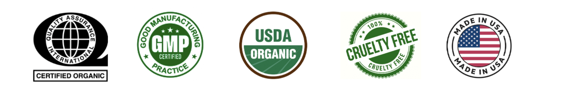 Certifications: QAI Organic, GMP Certified, USDA Organic, Cruelty Free, Made in USA