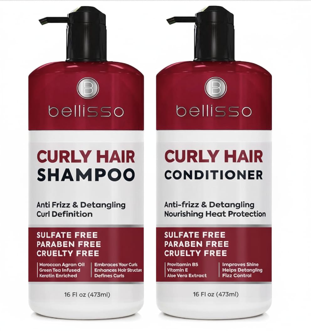 Bellisso Curly Hair Shampoo and Conditioner Set (2 x 16 fl oz)