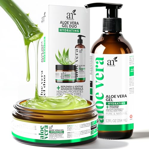 ArtNaturals Aloe Vera Gel Duo (12oz Pump + 8oz Jar)