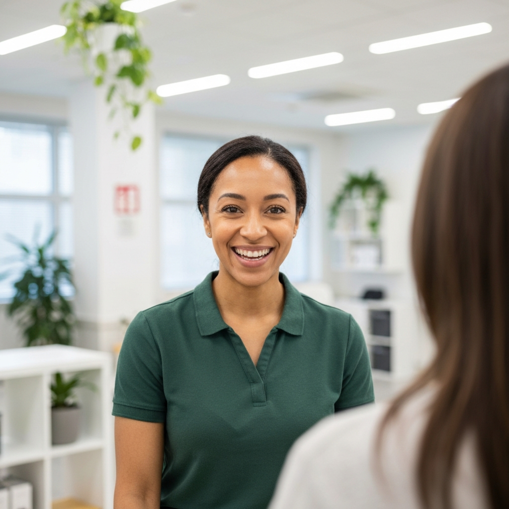 Caring diverse behavioral health professional smiling warmly