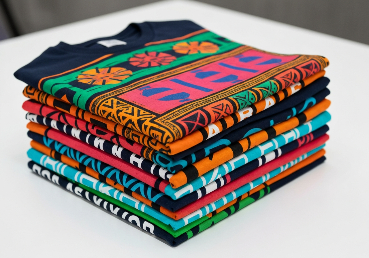 Stack of screen printed shirts