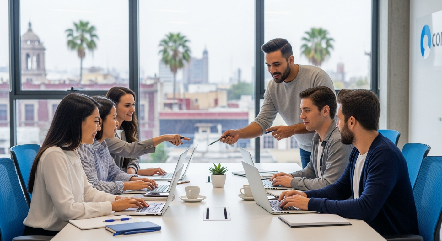 Equipo de profesionales usando Google Workspace
