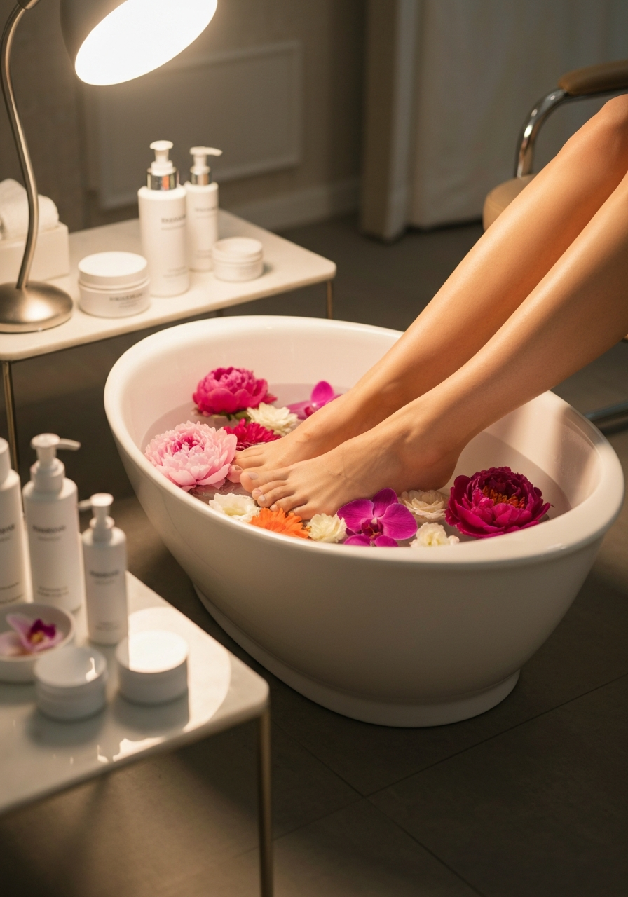 Relaxing luxury spa pedicure foot soak in Arlington VA